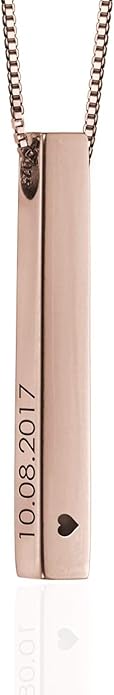 Engraved rose gold bar necklace