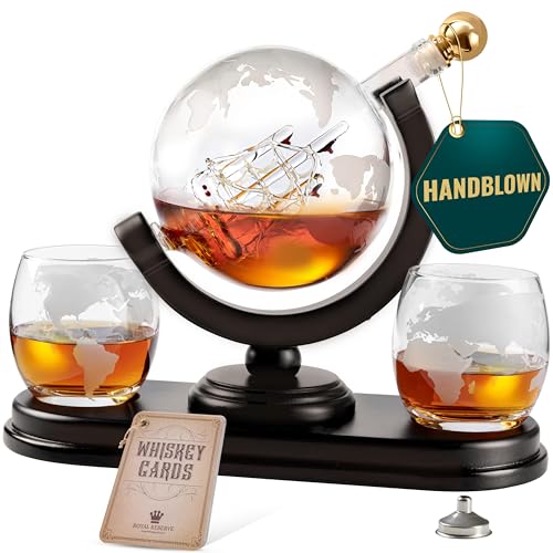 Etched Globe Liquor Decanter