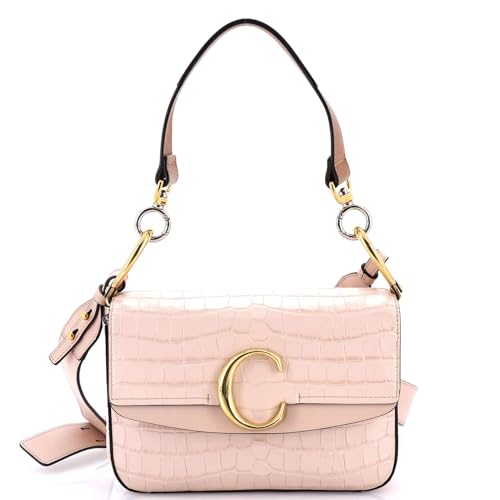 Chloe, Pre-Loved C Double Carry Bag Crocodile Embossed