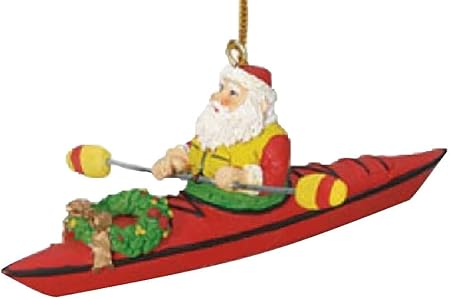 Santa On A Kayak Ornament