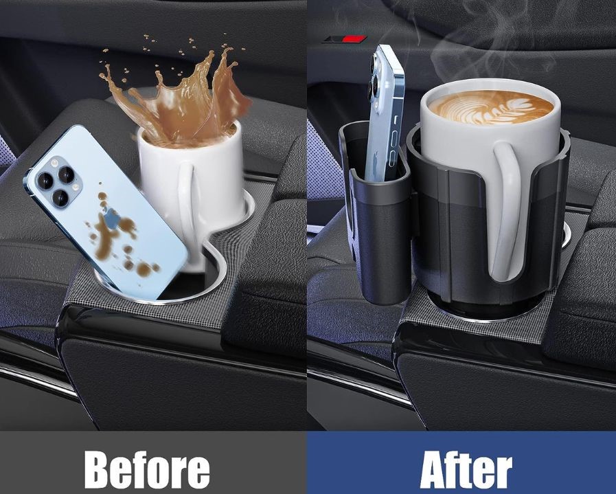 Car Cup Holder Expander with Phone Holder