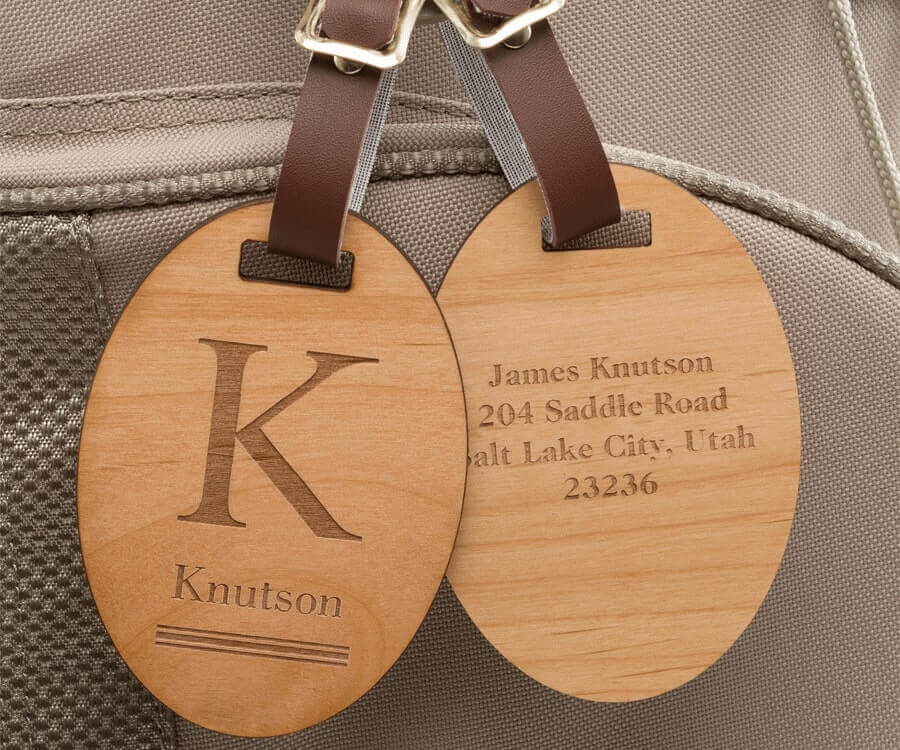 Engraved Wooden Luggage Tags