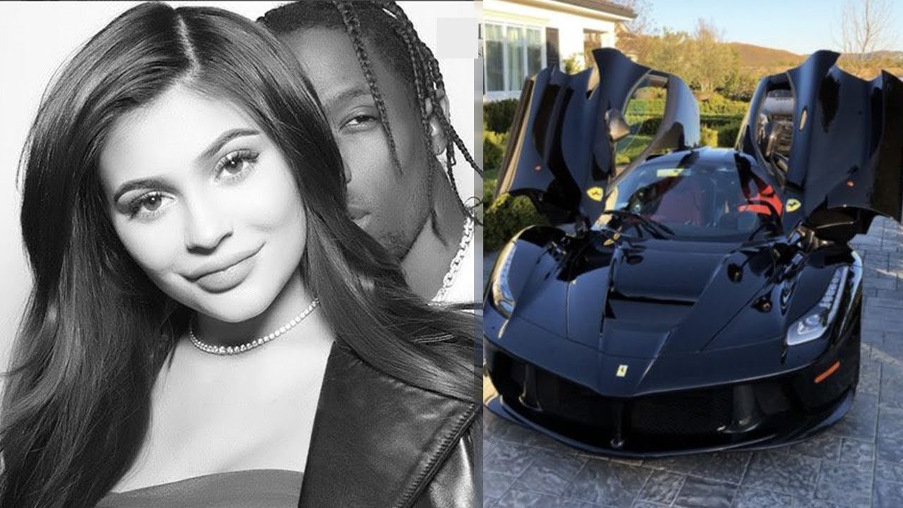 travis scott kyle jenner push present ferrari