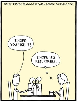 How To Find Great Gifts For Women: 3 Easy Steps to Success 16 Women return gift cartoon