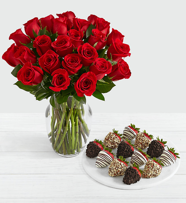 A Bouquet with Red Roses