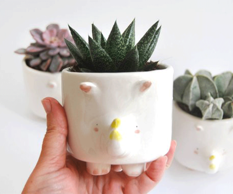 Ceramic Chubby Cat Planter