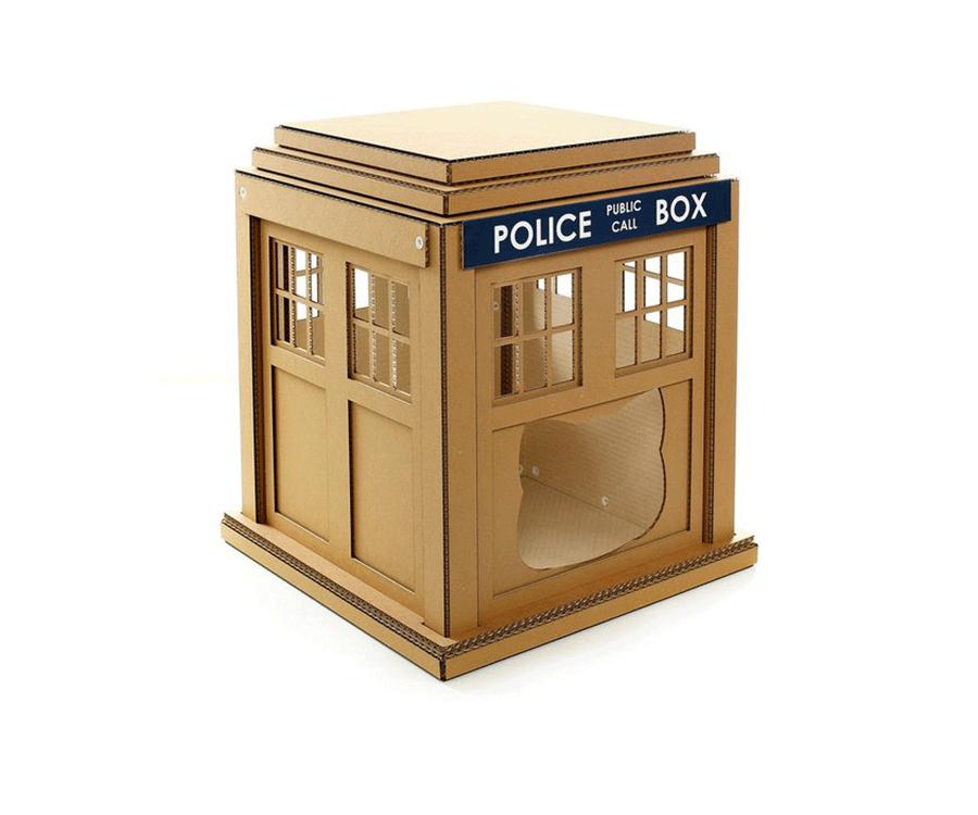 Dr. Who Cardboard Cat House